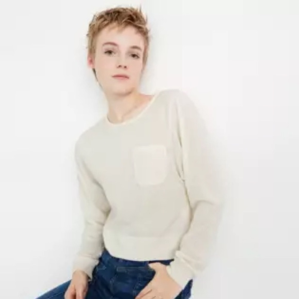 Madewell Dolman Sleeve Cream Pocket Tee S